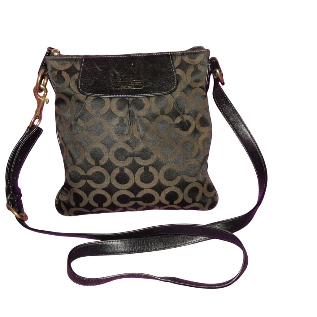 Coach Black 41992 Canvas & Leather Trimmed Crossbody Bag